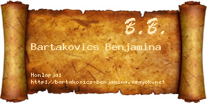 Bartakovics Benjamina névjegykártya